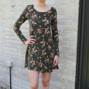 Green & pink floral backless dress Forever 21 S